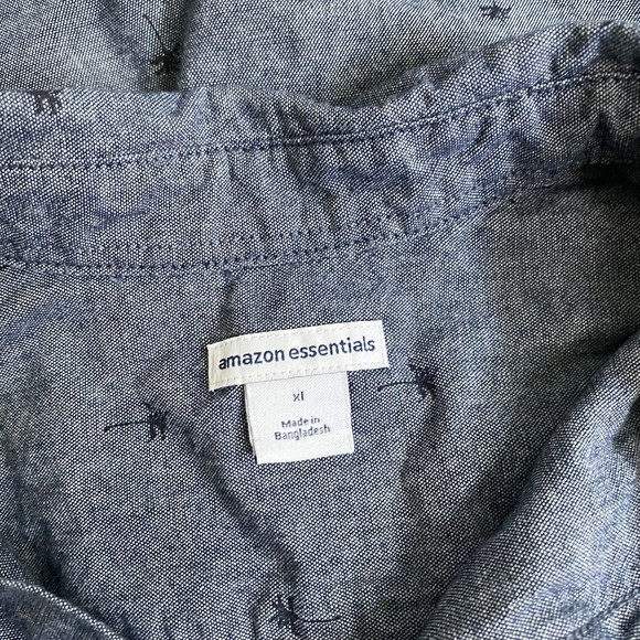 Amazon Essentials Chambray Denim Boys Button Up Shirt with Palm Trees - Picture 3 of 4